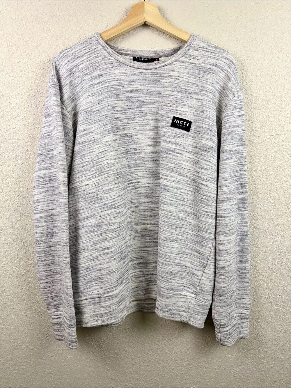 Nicce London Crewneck Sweatshirt Mens Medium Gray Marled Pullover